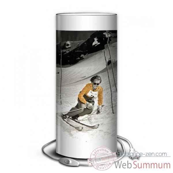 Lampe montagne vintage skieur jaune -MO1642
