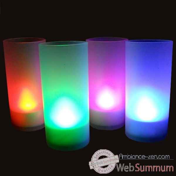 12 bougies led multicolore avec photophore et fonction \"souffler\" Produits Zen -SCL002