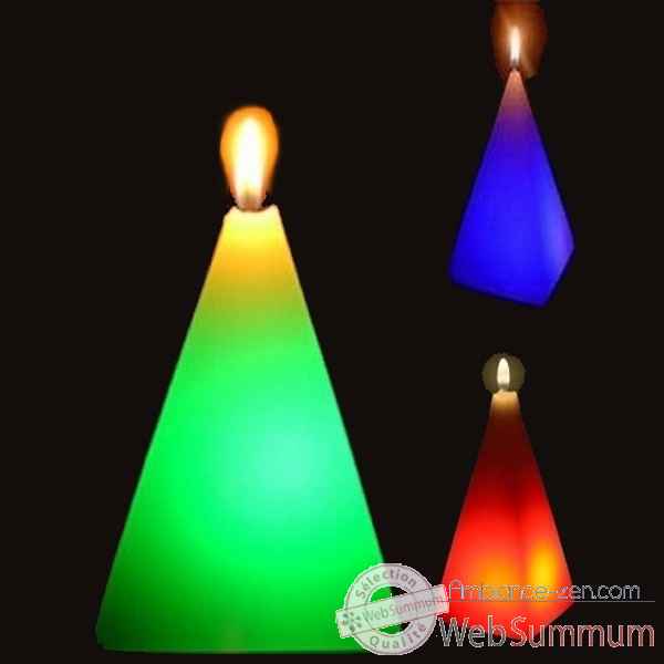 Lot de 3 bougies pyramide en cire avec eclairage led Produits Zen -SCBL10