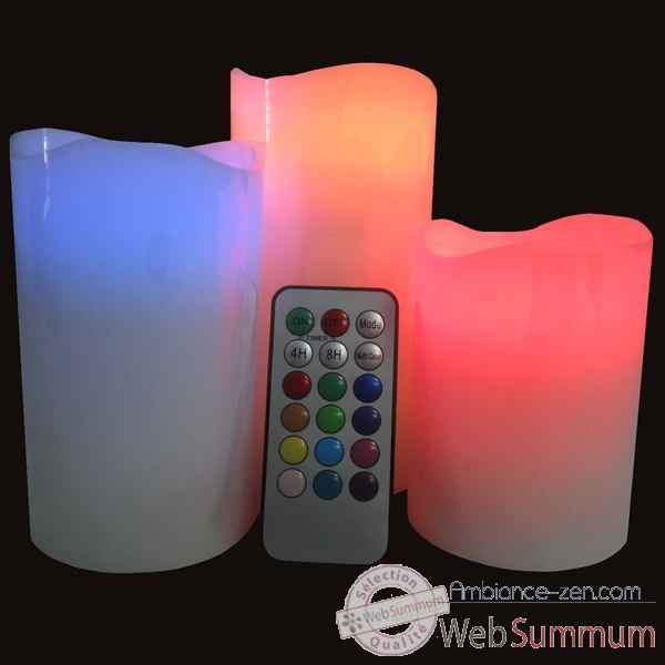 Set de 3 bougies led avec telecommande Produits Zen -SC3BLT
