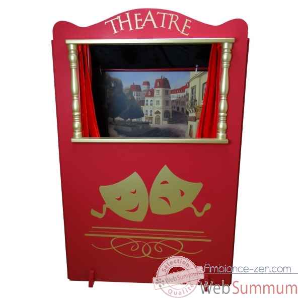 Theatre en bois avec decors double face et 4 marionnettes -LWS-285 -3