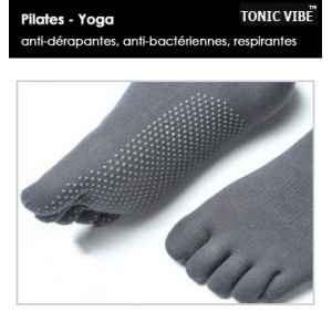 Chaussettes pilates-yoga grises par 10 (hautes) Tonic Vibe -TV-PILATES-1204